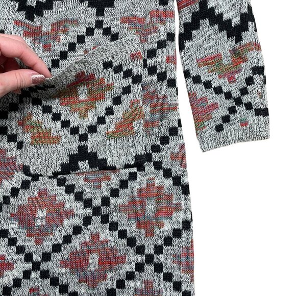 ELAN SWEATER CARDIGAN AZTEC TRIBAL POCKETS WOOL BLEND KNIT LAGENLOOK SIZE M - Picture 5 of 9
